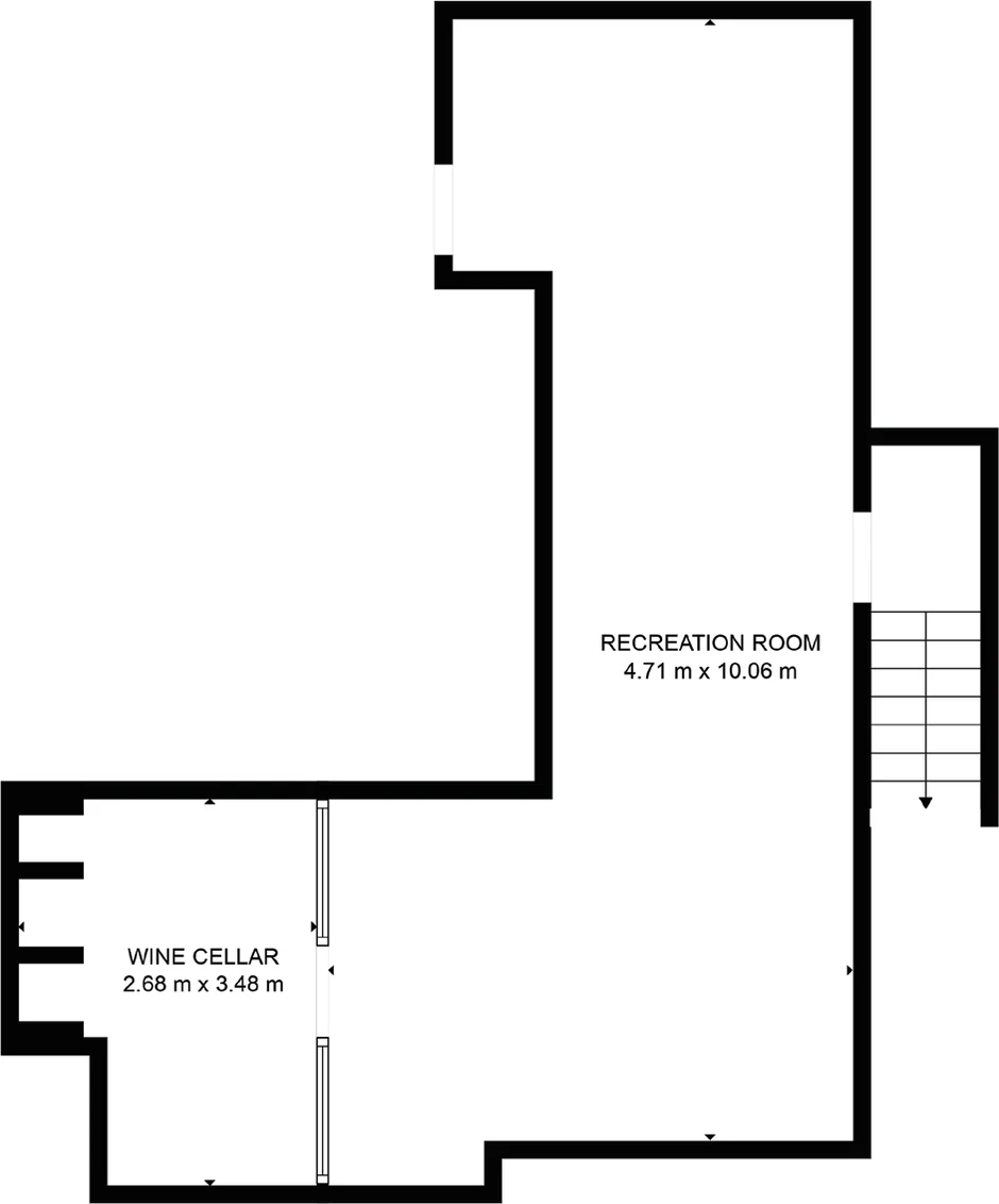 Floor plan of the lower level of Villa Zentosa